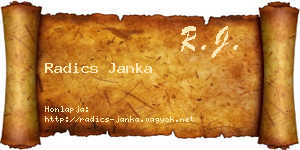Radics Janka névjegykártya